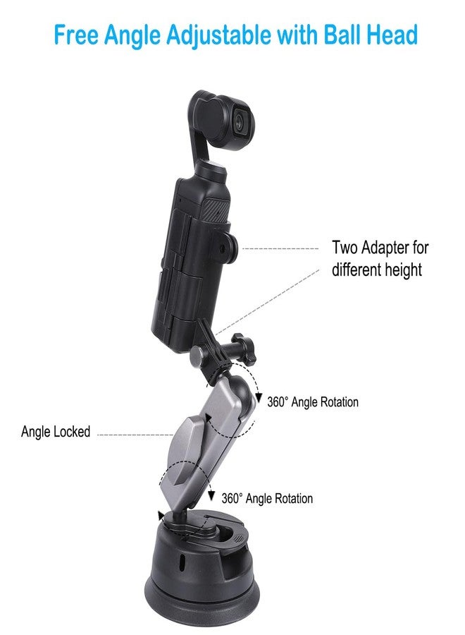 PellKing Osmo Pocket 3 Suction Cup + Pocket 3 Protective Cage Frame Fill Light and Microphone Expandable, Car Outside Inside Windshield Window Dashboard Attachment for Osmo Pocket 3,Hero 13 12 11 - Image 2